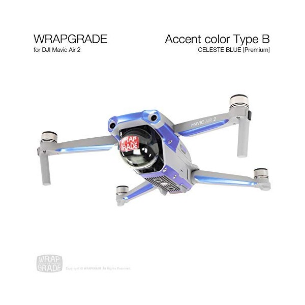 Wrapgrade Skin Compatible avec DJI Mavic Air 2 | Accent Color B Celeste Blue 