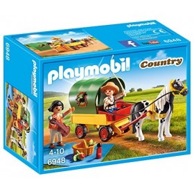 Playmobil 6948 Enfants avec Chariot et Poney