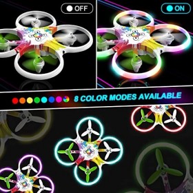 tech rc Drone enfant avec Lumière LED mini drone rouleau à 360 degrés et 3 vitesses réglables, 5 Capteurs IR avec 2 Batteries
