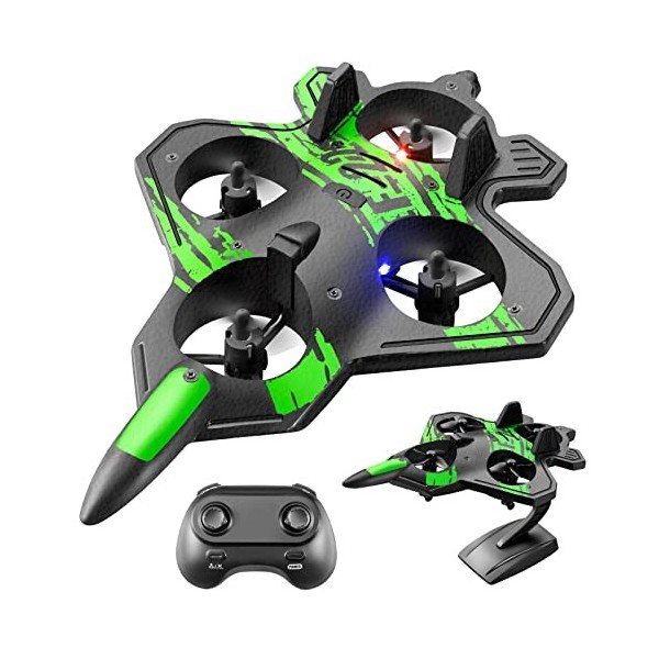 Dexinco Drone pour enfants, mini drone avec aspect combattant, quadricoptère télécommandé avec hauteurs de hauteur, mode sans