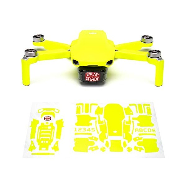 Wrapgrade Skin Ensemble dautocollants Compatible avec DJI Mini 2 Neon Yellow 