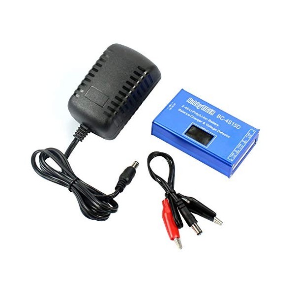 QWinOut RC Battery Balance Charger with 12V 2A Switching Adapter Voltage Tester 2S 3S 4S Cell Li-ION Li-Poly for DIY Drone He