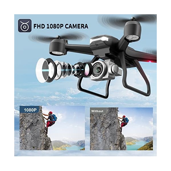 4DRC V14 Drone avec caméra 1080P HD pour adultes,Quadcopter FPV WiFi,Maintien de laltitude,Induction de Gravité, Vol de Traj
