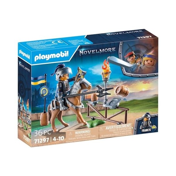 Playmobil 71297 Chevalier Novelmore et Accessoires dentrainement pour Les joutes, avec Un Cheval et Une Lance, Gamme Novelmo