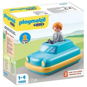PLAYMOBIL 71323 1.2.3: Enfant avec Voiture Interactive à Moteur Rotatif pour Les Tout-Petits afin de découvrir Les Fonctions 