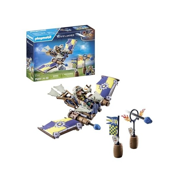 Playmobil 71211 Planeur de Dario, Planeur Volant avec canons à projectiles, siège éjectable et des Accessoires Univers Cheval