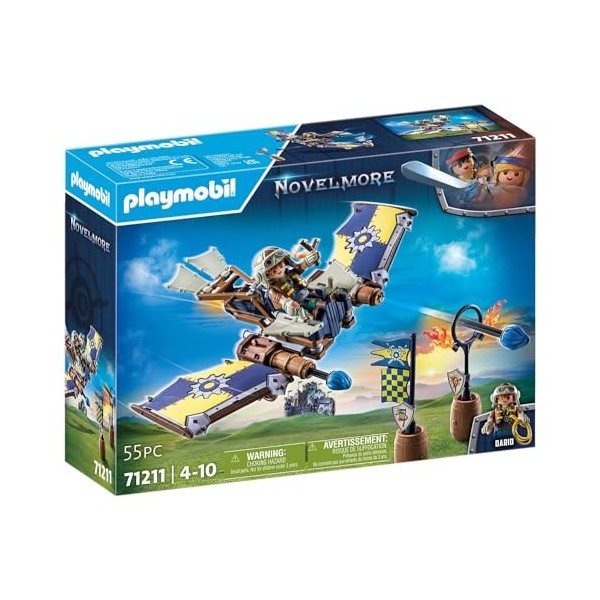 Playmobil 71211 Planeur de Dario, Planeur Volant avec canons à projectiles, siège éjectable et des Accessoires Univers Cheval