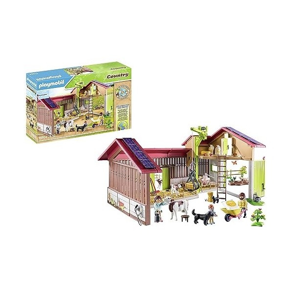 Playmobil 71304 Ferme avec Panneaux solaires, fabriquée avec Plus de 80% de matériaux recyclés ou biosourcés en Moyenne, Comp