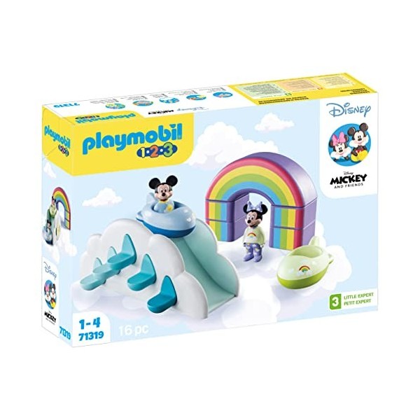 PLAYMOBIL 1.2.3 71319 Maison des Nuages de Mickey et Minnie- - PLAYMOBIL 1.2.3 - Disney - pour Les Tout-Petits 18-36 Mois - M