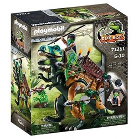Playmobil Dino Rise 71261 Tyrannosaure et Soldat, Dinosaure avec Armure Fonctionnelle, Jouet pour Enfants à partir de 5 Ans