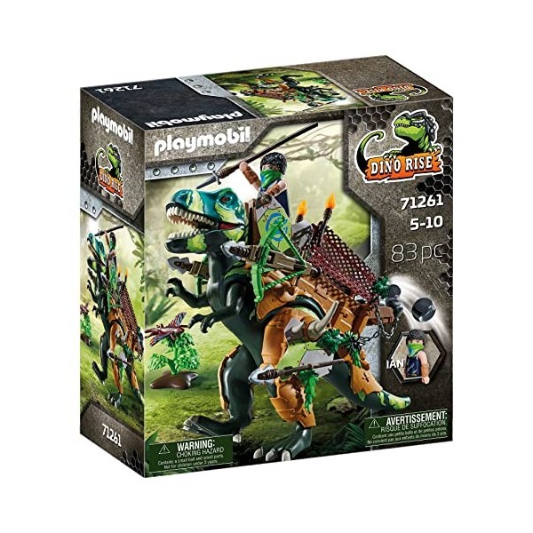 Playmobil Dino Rise 71261 Tyrannosaure et Soldat, Dinosaure avec Armure Fonctionnelle, Jouet pour Enfants à partir de 5 Ans