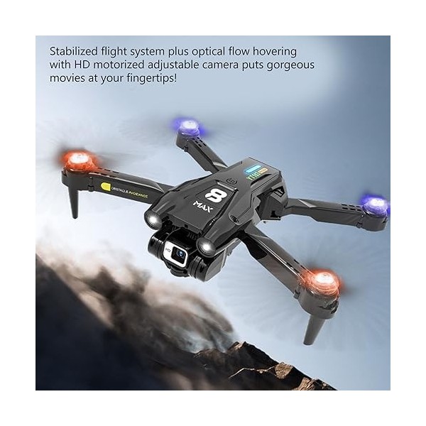 Drone avec Caméra 1080P pour Adultes et Enfants, Quadricoptère télécommandé Pliable avec Retournement à 360°, Gestes Selfie, 