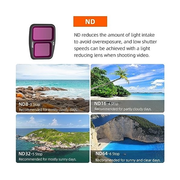 ZJRXM Kit de filtres ND Air 3 pour DJI Air 3 Accessoires Kit de filtres pour DJI Air 3 Drone Lens, cadre en alliage dalumini