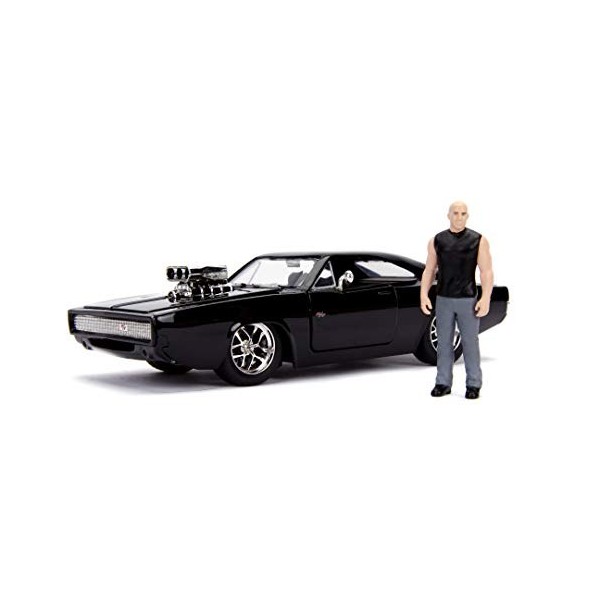 Jada The Fast and The Furious Toys 1970 Dodge Charger Street Voiture avec Figurine Dominic Toretto Porte ouvrable Coffre Capo