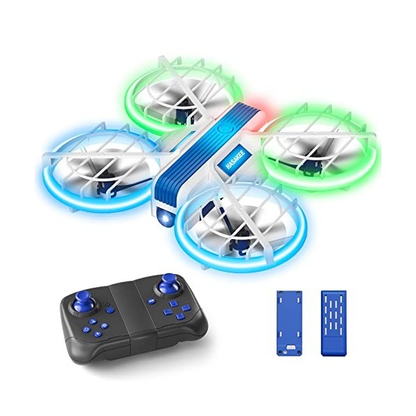 Mini Drone pour Enfant avec Lumières, Télécommandé RC Quadcopter avec  360°Flips, Vol Stationnaire, Mode Sans Tête et 2 Batter