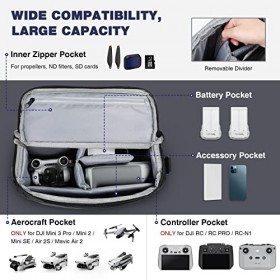 MoKo Mini 3 Pro Étui de Transport Compatible avec DJI Mini 3 Pro, Sac de Rangement Étanche en Polyester avec Bandoulière, Sac