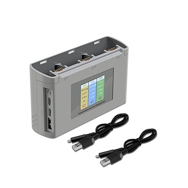 WANGCL Chargeur de Batterie à écran LCD USB Charge bidirectionnelle Chargeur Intelligent Hub Station de Charge de Batterie po