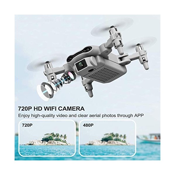 4DRC V9 Drone avec Caméra 720P WiFi FPV Télécommande WiFi APP, avec Contrôle Gestuel,Vol de Trajectoire, 360°Flips pour Les D