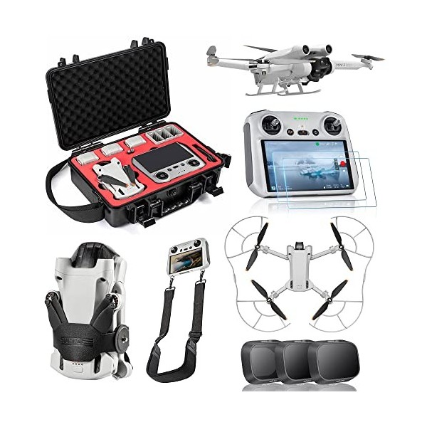 STARTRC Mini 3 Pro Accessories Bundle 7 in 1, Landing Pad,Landing Gear,Glass,Lanyard Neck Strap, Gimbal Protector,Joystick Pr