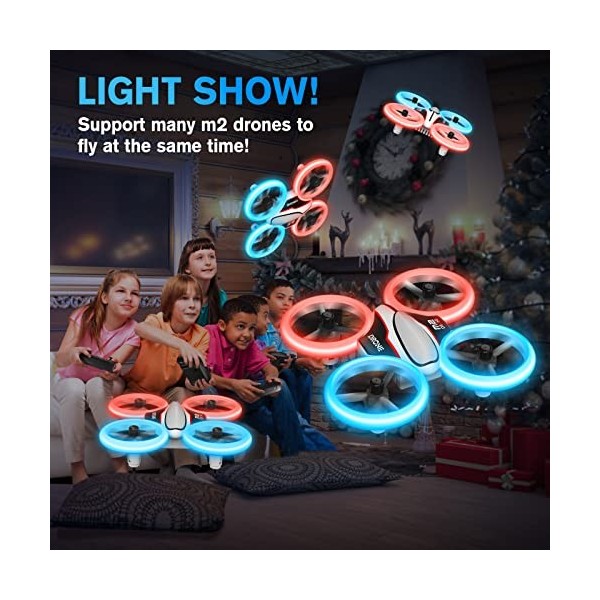 Mini drone pour enfants, jouets de Noël pour garçons, filles, adolescents, quadrirotor RC avec lumière LED, mode sans tête, r