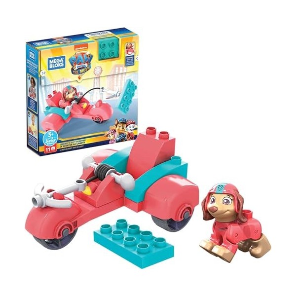 MEGA BLOKS PAW Patrol Libertys City Scooter toy building set with 10 jr. bricks and 1 poseable Liberty figure, gift set for 