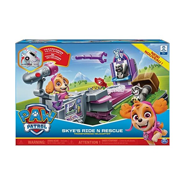 PAW PATROL Ride N Rescue Hélicoptère Skye - Convertible 2 en 1 - Véhicule et kit de Jeu