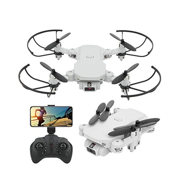 Drone pliant, mini drone quadrirotor WIFI, pour les débutants télécommandés white, 4k 