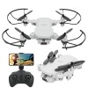 Drone pliant, mini drone quadrirotor WIFI, pour les débutants télécommandés white, 4k 