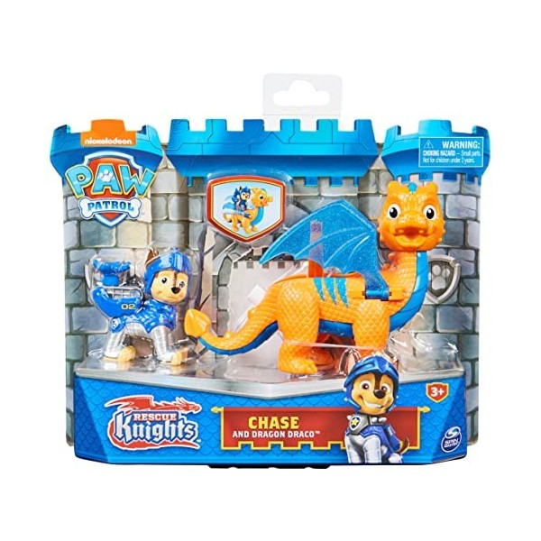 PAW PATROL - Rescue Knights Hero Pups Chase & Draco Set Toy pour Les Enfants - 1 unité