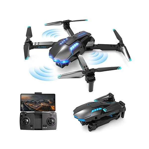 SUNGOOYUE Caméra Drone, Drones pour Adultes, X6 Drone avec Double C