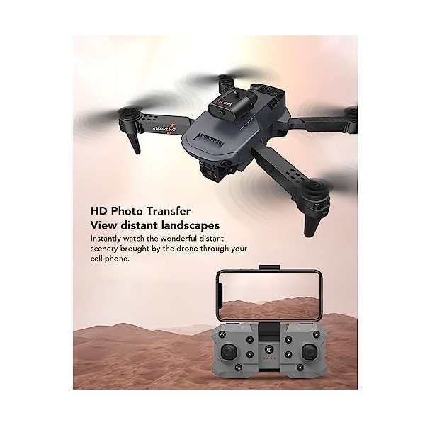 Mini Drone avec Caméra, Drone Pliable 4K HD FPV avec Vol Stationnaire Intelligent, Quadrirotor davion RC Zoom 50x avec Doubl