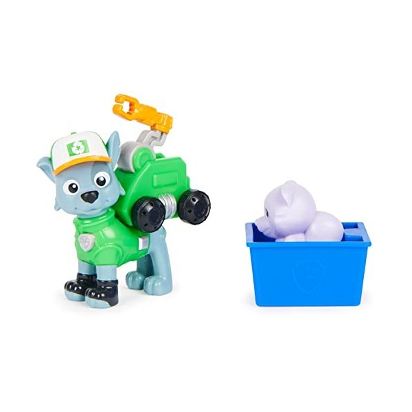 Paw Patrol 6065254, Big Truck Pups, Rocky Action-Figur mit Rettungsdrohne zum Anheften, Kabine ALS Hauptquartier und tierisch