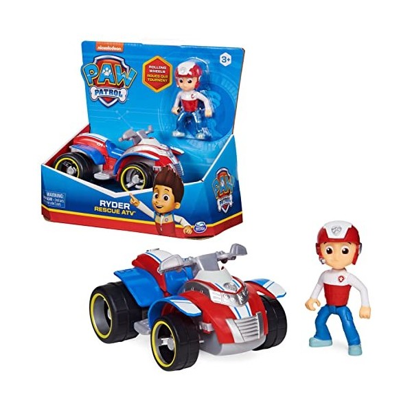 LA PAT PATROUILLE - VÉHICULE + FIGURINE RYDER - Véhicule de 15 cm Avec 1 Figurine À Collectionner Pat Patrouille - Paw Patr