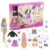 Barbie Calendrier de lAvent avec poupée et 24 surprises dont tenues et accessoires de soirée tendance, Jouet pour enfant, GY