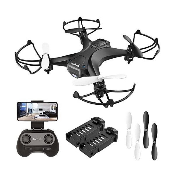 tech rc Drone avec Caméra 720P, Drone Caméra Temps de Vol de 20 Minutes, 360°Flips, avec 2 Batteries Rechargeables, Mode sans