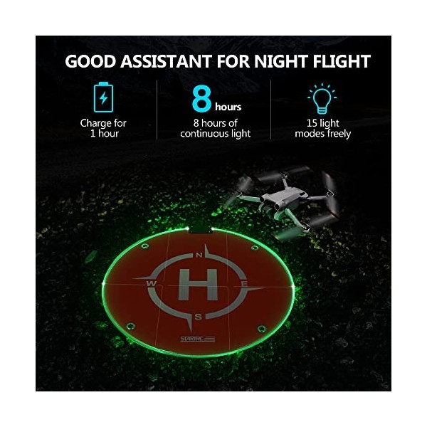 STARTRC LED Drone Landing Pad,55cm 21,6” RC Hélicoptère Piste Pliable datterrissage pour DJI Air 3/Mini 2 SE/Mini 3 /Mini 3