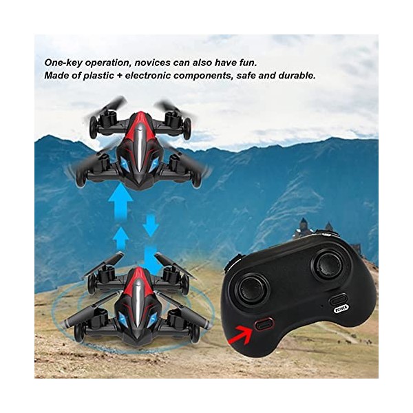 Drone Flying Cars Quadcopter, 2 En 1 Drone Professionnel Volant Air-Sol Avec Roulement à 360 °, OpéRation à Une Touche, Drone