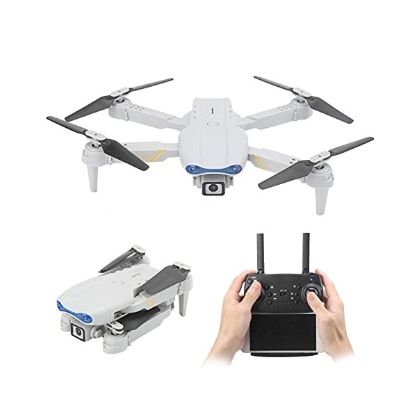 Drone De Photographie Aérienne, Télécommande Caméra 4K Drone avec Feux De Navigation Nocturne Haute Luminosité, Pliable Quadc