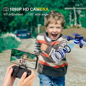 DEVASO Mini Drone pour Enfant Débutants, Hélicoptère Avec Caméra 1080P HD Wifi APP Quadricoptère,Temps De Vol 30 Minutes 2 Ba