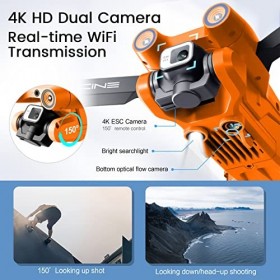 Drone avec double caméra 4K HD pour enfants et adultes – Drones quadrirotor RC avec éviter les obstacles intelligents, tenue 