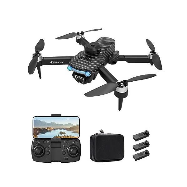 Duisger Mini drone télécommandé avec caméra Drone aérien sans tête pliable 8K avec moteur sans balais Fonction dévitement d