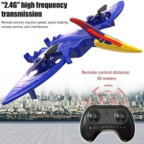 XIAOKEKE Jouets Dinosaures RC pour Enfants - Drone RC, Quadricoptère, Cadeau pour Débutant, Ptérodactyle RC, avec 2 Piles, Mo