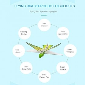 Gmuret Mini Forme doiseau de Drone, Jouets doiseaux télécommandés électroniques avec lumières LED, Cadeaux davions télécom