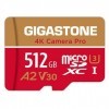 Gigastone [5 Ans Récupération de données Gratuite] Carte Mémoire 512 Go 4K Caméra Pro, Compatible avec GoPro Drone Switch, Vi