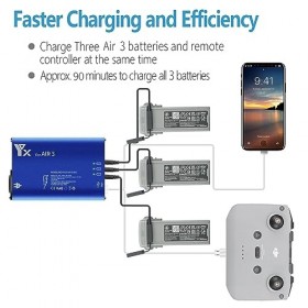 LYONGTECH Chargeur de batterie 5 en 1 pour drone DJI Air 3