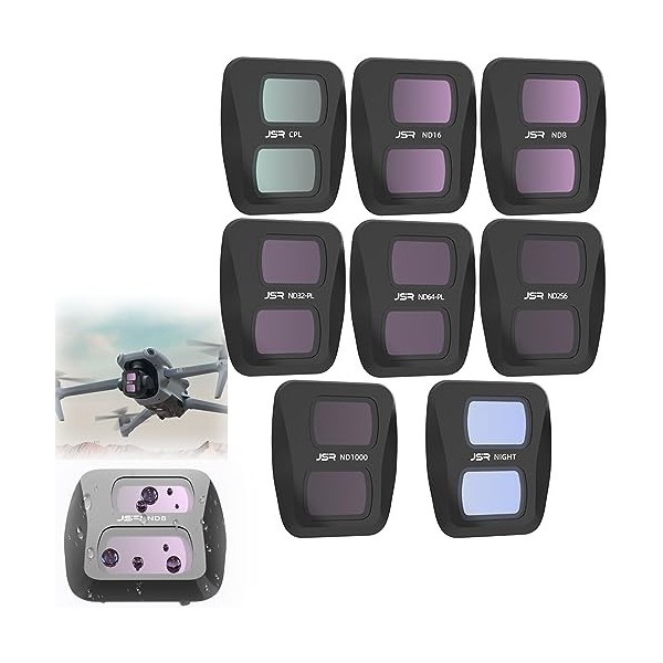 Honbobo Filtre pour DJI AIR 3 UV CPL ND NDPL Filtre Filtre dobjectif pour DJI AIR 3 Drone Filtres Accessoires 4pcs ND8PL+ND