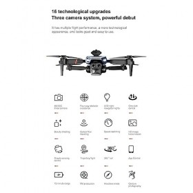 Focket Drones avec caméra pour Adultes et Enfants, quadcoptère RC Pliable 4K HD avec 3 caméras, décollage/atterrissage à Une 