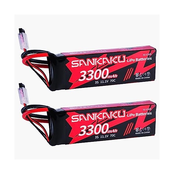 SANKAKU 3S 11,1V Batteries Lipo 3300mAh 70C RC Lipo Connecteur XT60 pour Avion radiocommandé quadricoptère hélicoptère Drone 