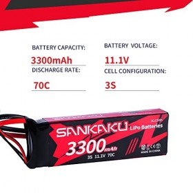 SANKAKU 3S 11,1V Batteries Lipo 3300mAh 70C RC Lipo Connecteur XT60 pour Avion radiocommandé quadricoptère hélicoptère Drone 