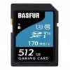 Basfur Carte mémoire de SD 512 Go, adaptée aux téléphones, Ordinateurs, Drones et Autres appareils Android, Transmission à Gr